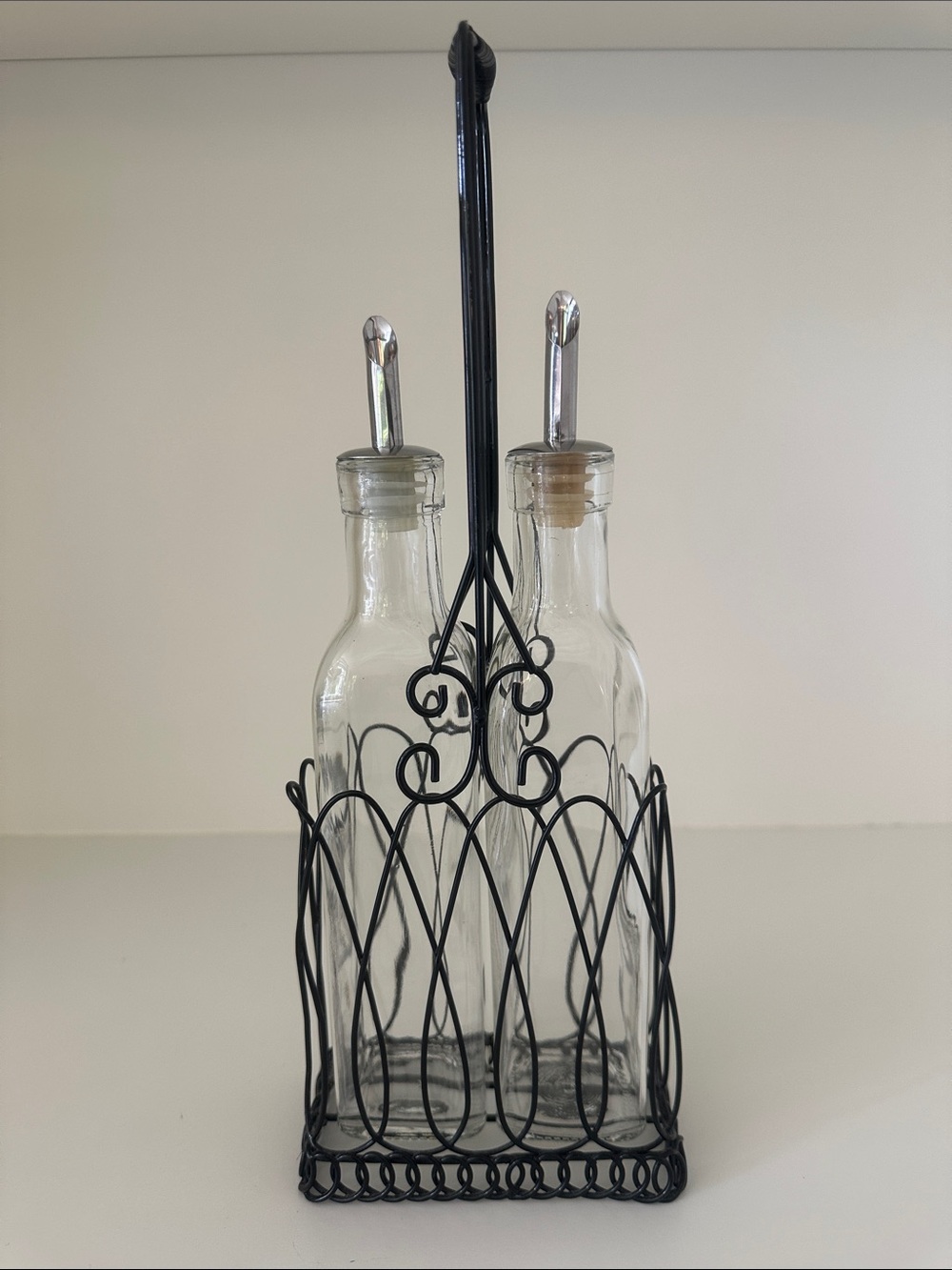 Sur La Table Glass Cruet Set with Metal Caddy